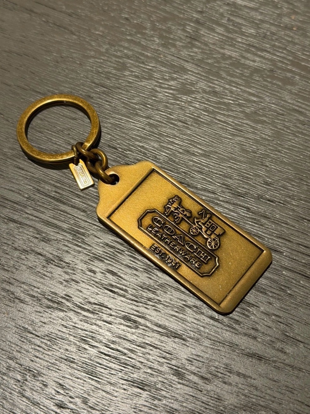 LARGE Coach Gold-Tone Heritage Dog Tag Keychain
